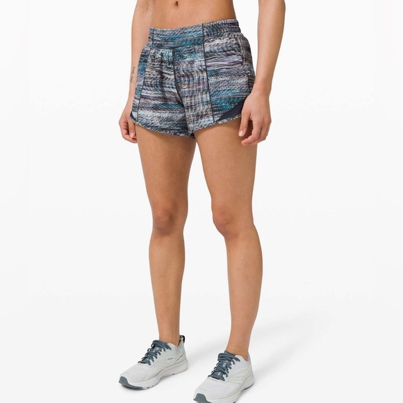 lululemon athletica Pants - LULULEMON- Hotty Hot Short Long 4" Peloton Digital Oasis Grey Multi True Navy. 6
